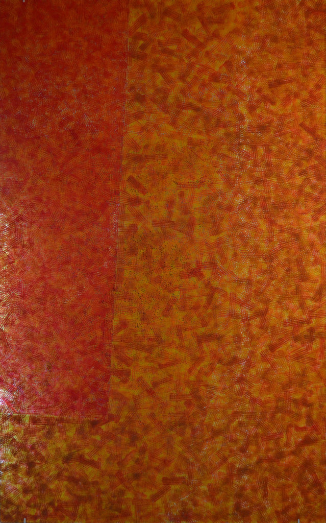 Stephan Sude, Struktur 17, Öl auf Spiegel, 60 x 96 cm, 2018