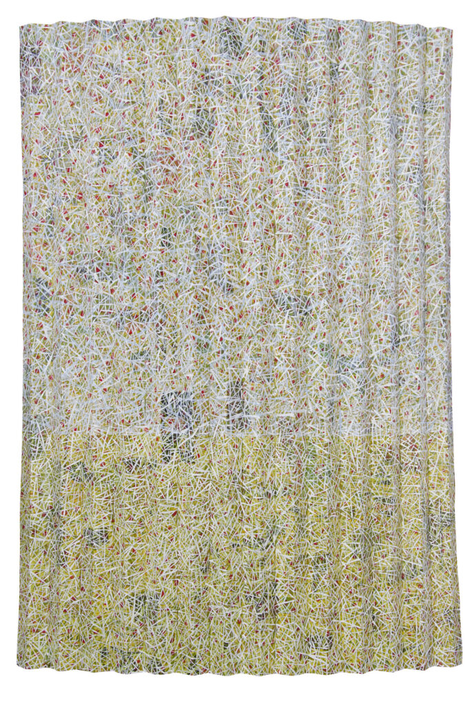 Stephan Sude, Struktur 33, Öl auf Papiercollage, 77 cm x 109.5 cm, 2020