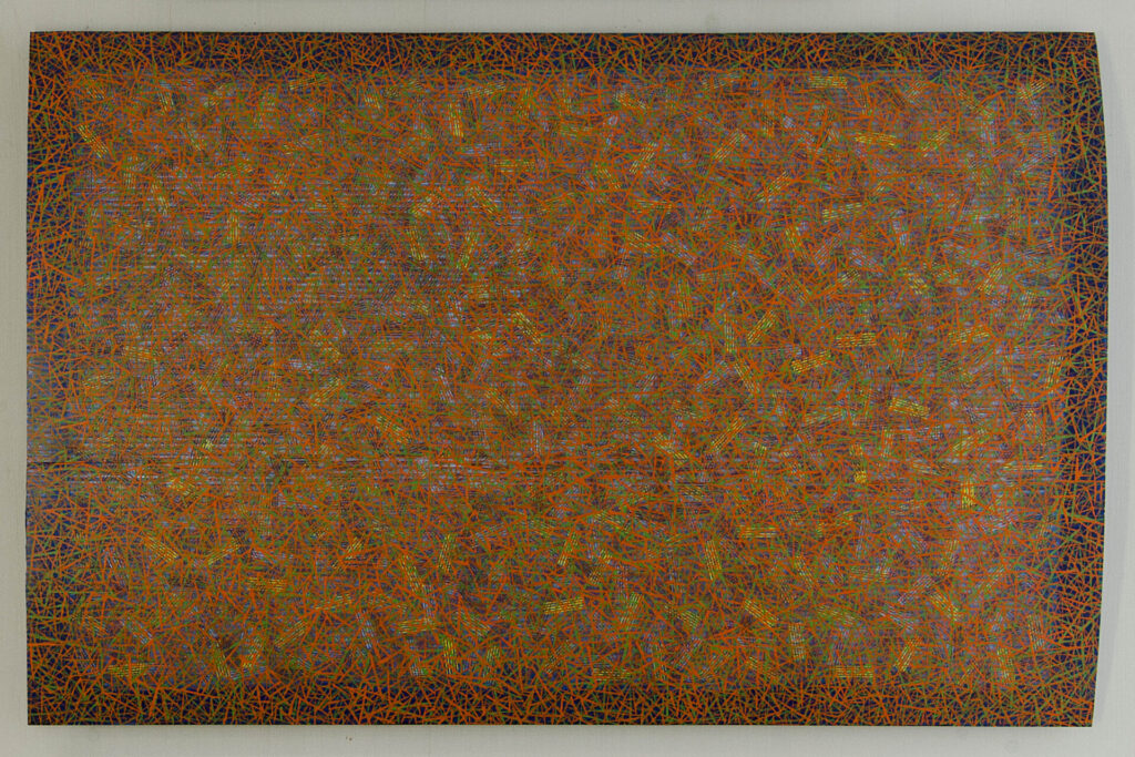 Stephan Sude, Struktur 34, Öl auf Kunststoffplatte, 120 x 76 x 9.5, 2020
